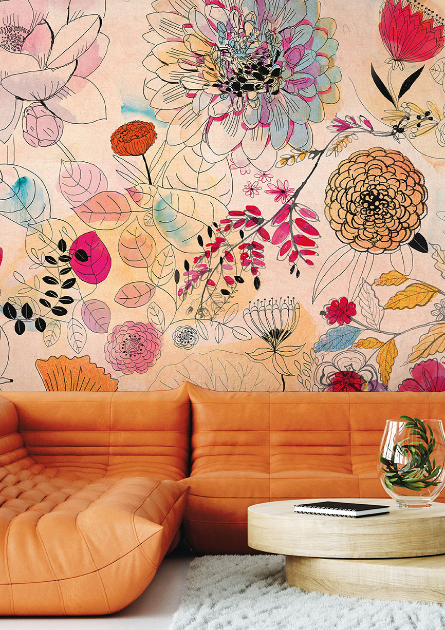 cadoro-carte da parati-2022-wallpaper-wallpepper-AS-22 Watercolor illustration flowers - AMB