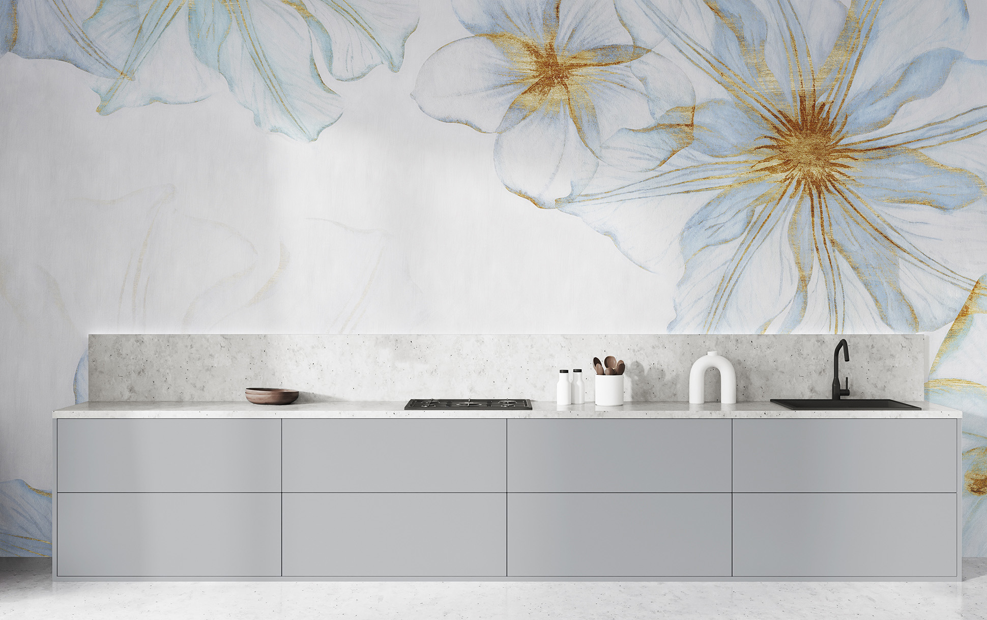 Front,View,On,Bright,Kitchen,Room,Interior,With,Cupboard,,White