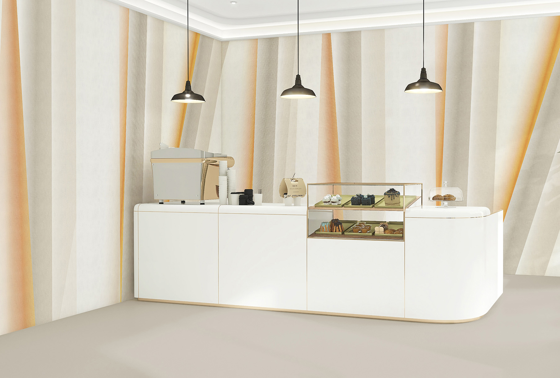 Small,Modern,Korean,Style,Design,Cafe,,Glossy,Ivory,White,Round