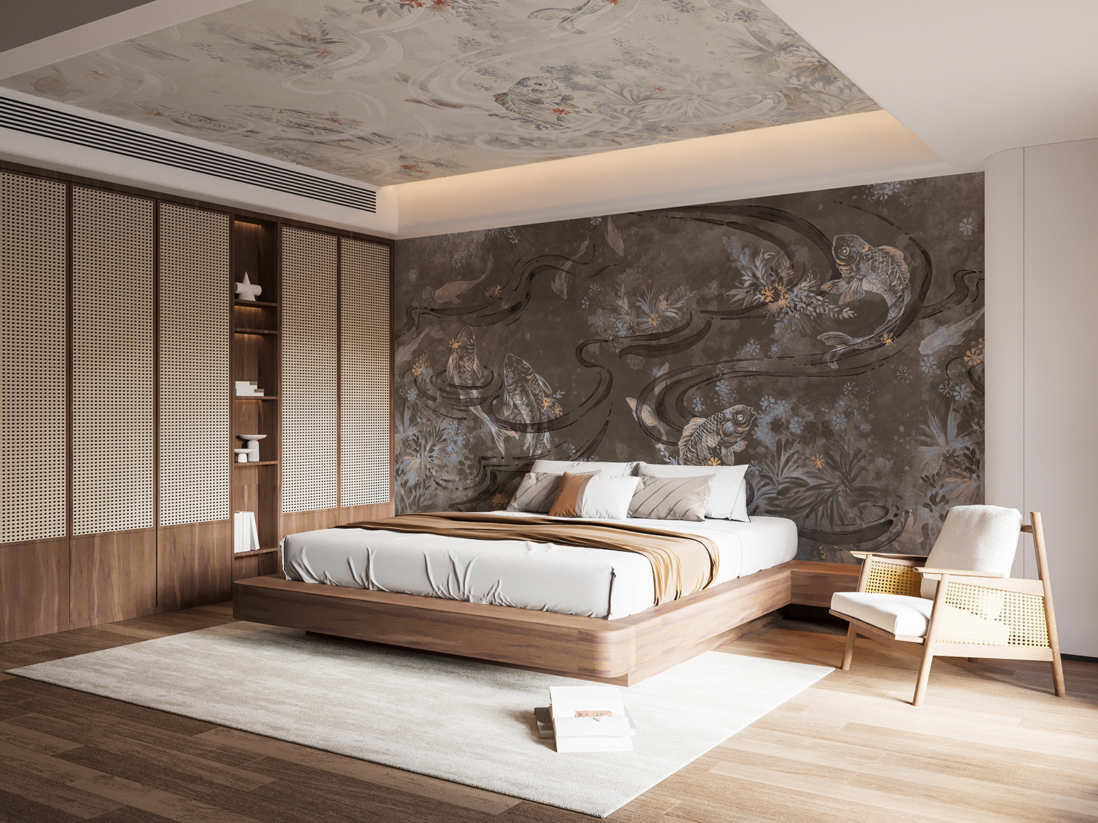 Wabi,Sabi,Interior,Bedroom,Wallpaper,Mockup